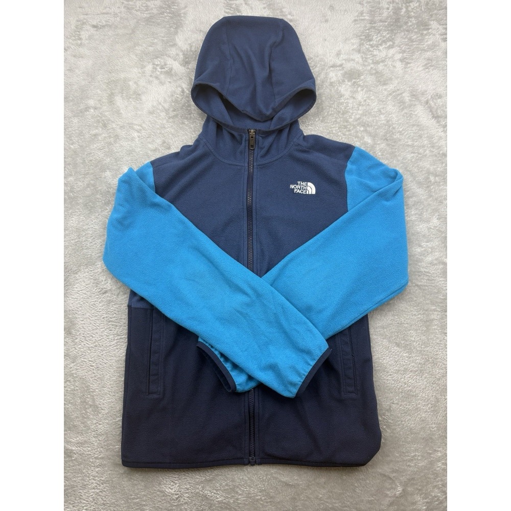 The North Face Teens Blue Glacier Zip Up Hooded Fleece Jacket Size XL 14/16